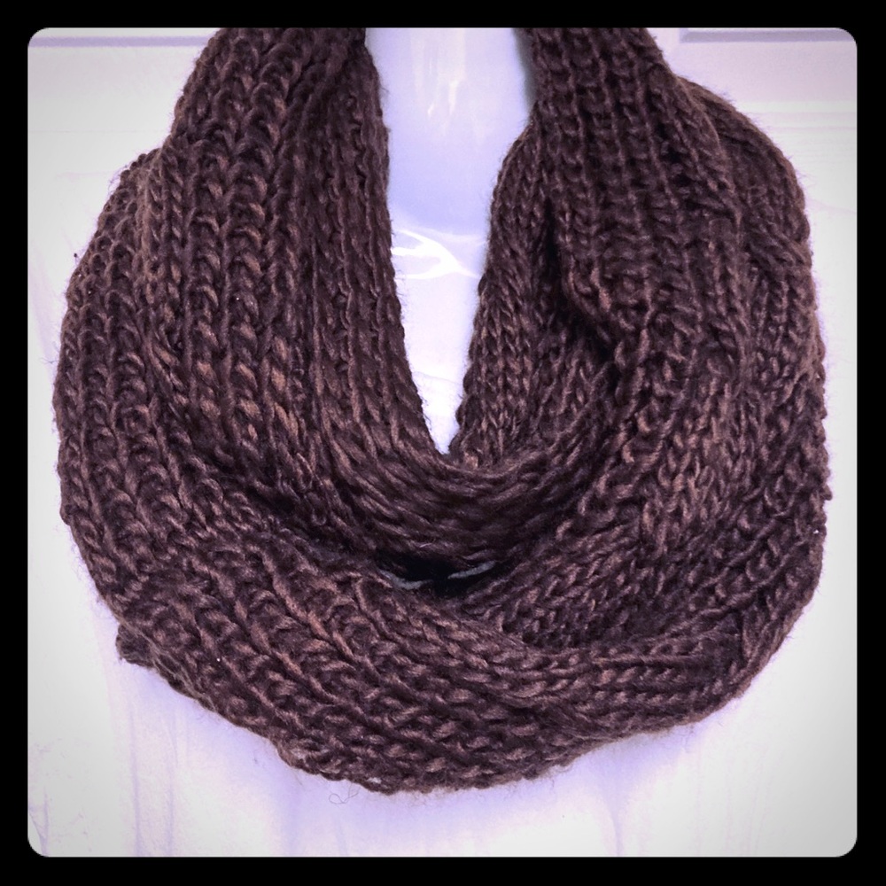 Brown Chunky Infinity Knit Scarf